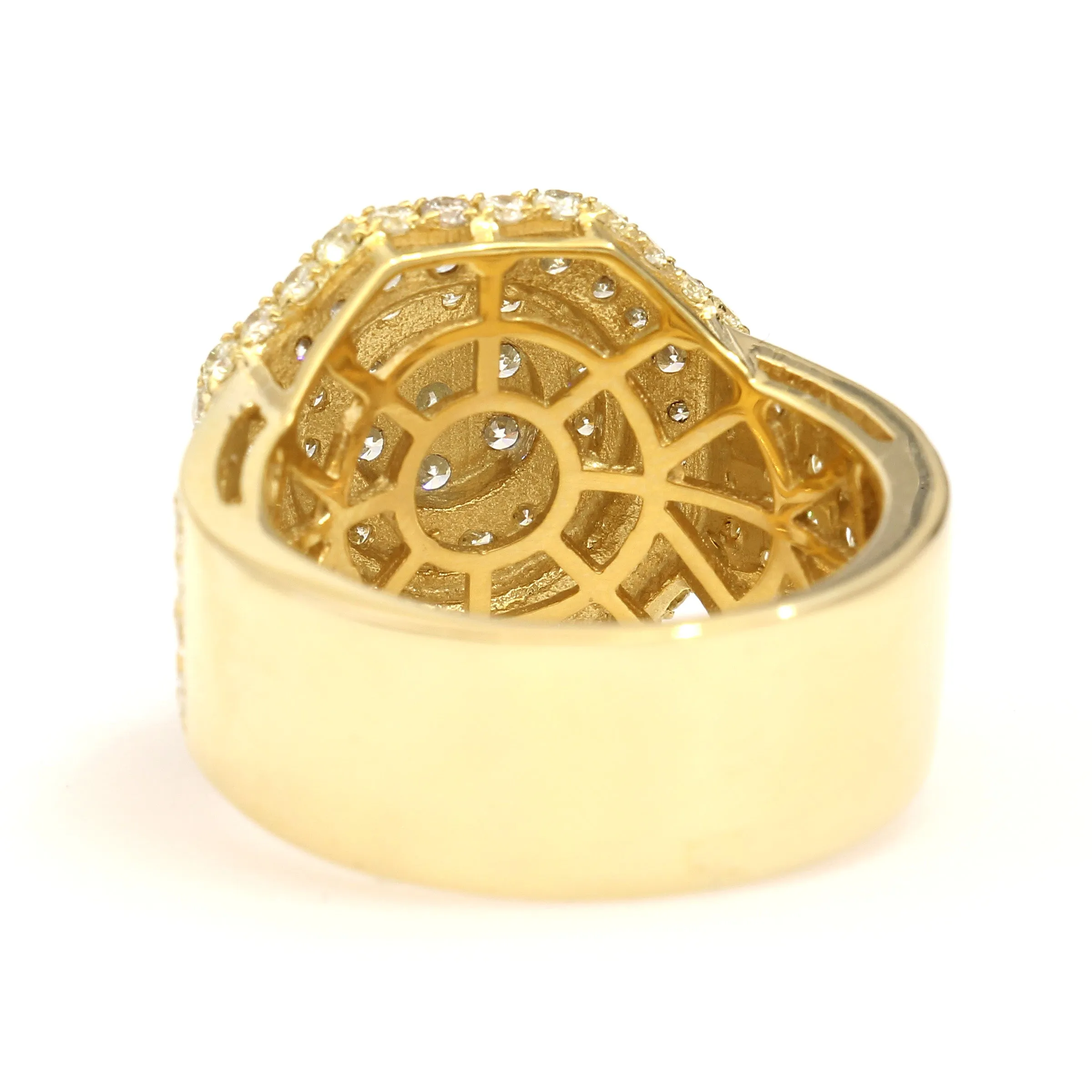 10K Yellow Gold Octagon Pave Ring 2.95 Ctw