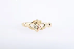 12k Tri-Tone Gold Black Hills Gold Claddagh Ring Size 8 (1.55g.)