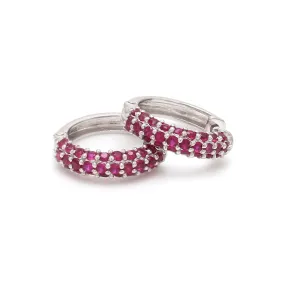 14K & 18K Micro-Pave Ruby Hoop Earrings