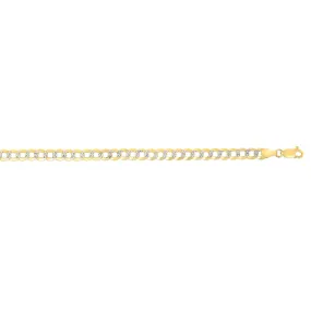 14K Gold 4.6mm White Pave Curb Chain