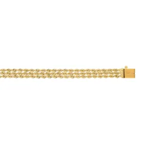 14K Gold 5.9mm Triple Row Rope Chain Bracelet