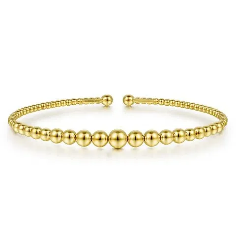 14K Y Gold Beaded Cuff Bracelet