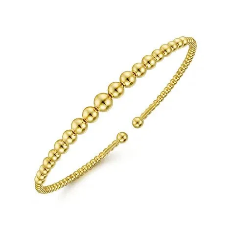 14K Y Gold Beaded Cuff Bracelet