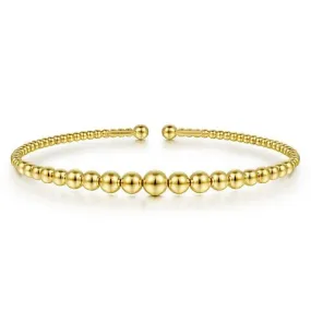 14K Y Gold Beaded Cuff Bracelet