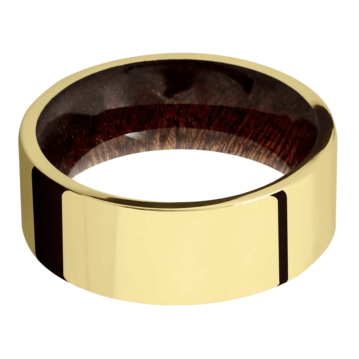 14K Yellow Gold with Polish Finish and Sapele