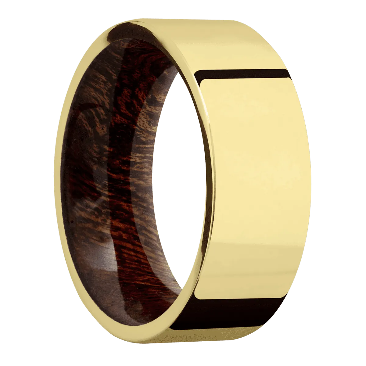 14K Yellow Gold with Polish Finish and Sapele