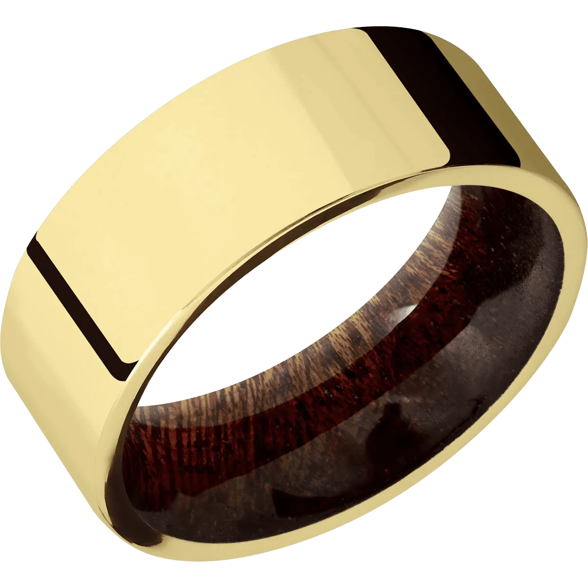 14K Yellow Gold with Polish Finish and Sapele