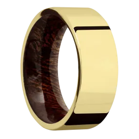 14K Yellow Gold with Polish Finish and Sapele