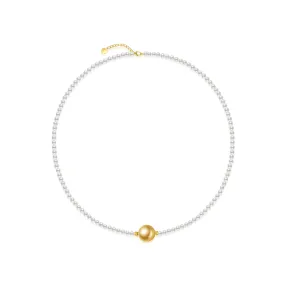 18k Gold South Sea Golden Pearl Necklace KN00125