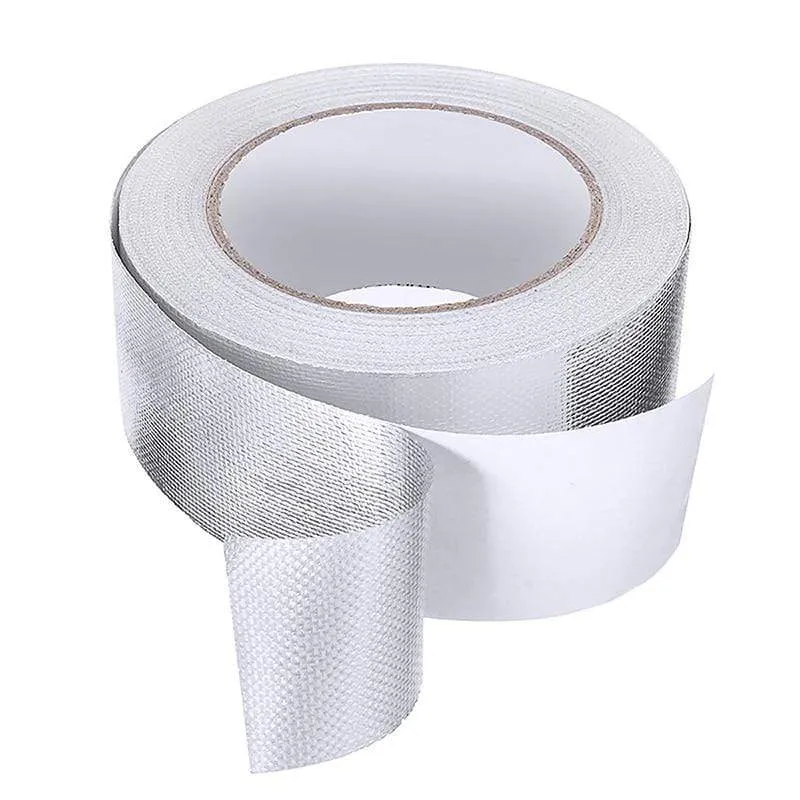 25Mx5cm Car Motorcycle Aluminum Foil Heat Shield Tape Adhesive Exhaust Wrap Pipe Ducts High Temp Resistant Repairs Tape