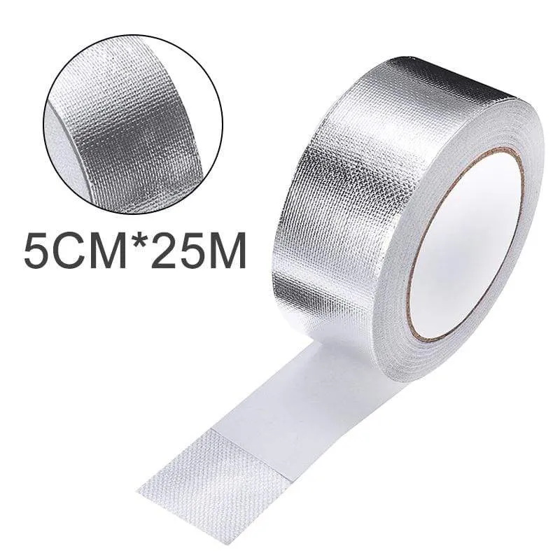 25Mx5cm Car Motorcycle Aluminum Foil Heat Shield Tape Adhesive Exhaust Wrap Pipe Ducts High Temp Resistant Repairs Tape