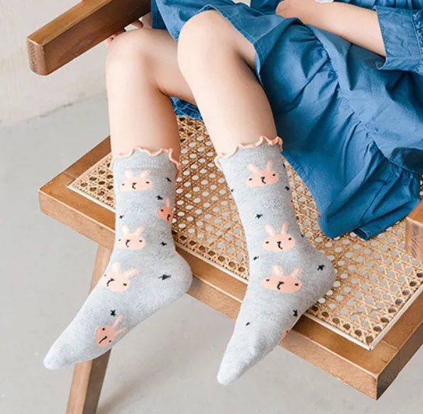 3 Pack Kids' Socks | Cotton | Flamingo Cat Rabbit