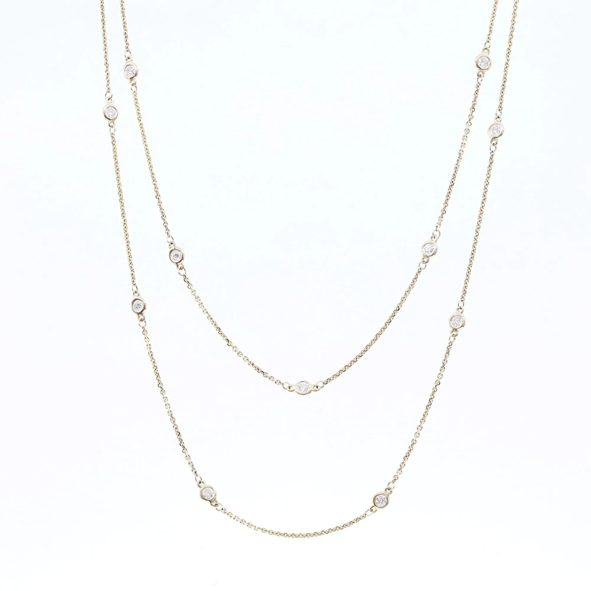 36-INCH 14K YELLOW GOLD DIAMONDS BY THE YARD ROUND BRILLIANT DIAMOND NECKLACE 0.85CTW