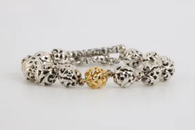 7.5" C. Krypell 925 Silver & 18k Yellow Gold Ivy Bead Bracelet (21.19g.)