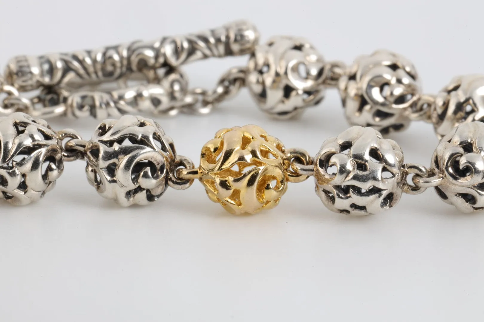 7.5" C. Krypell 925 Silver & 18k Yellow Gold Ivy Bead Bracelet (21.19g.)