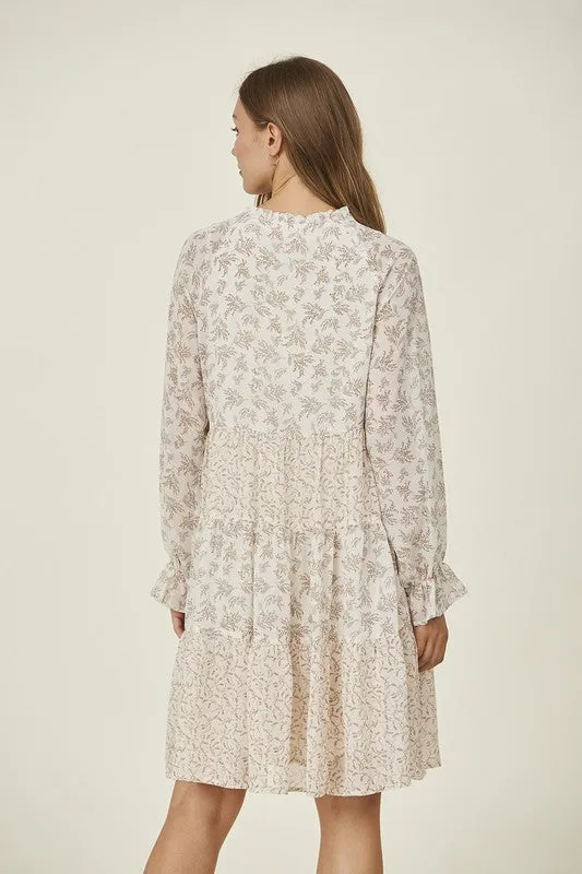 Abby Floral Print Dress in Ivory