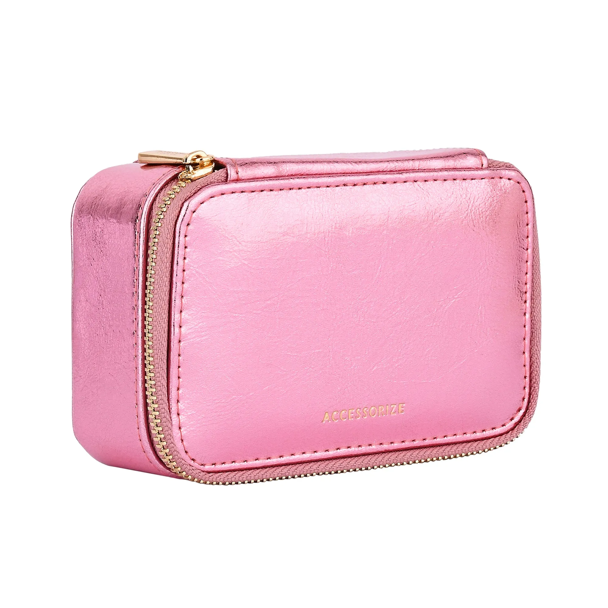 Accessorize London Women's Pink Metalic Jewllery Box