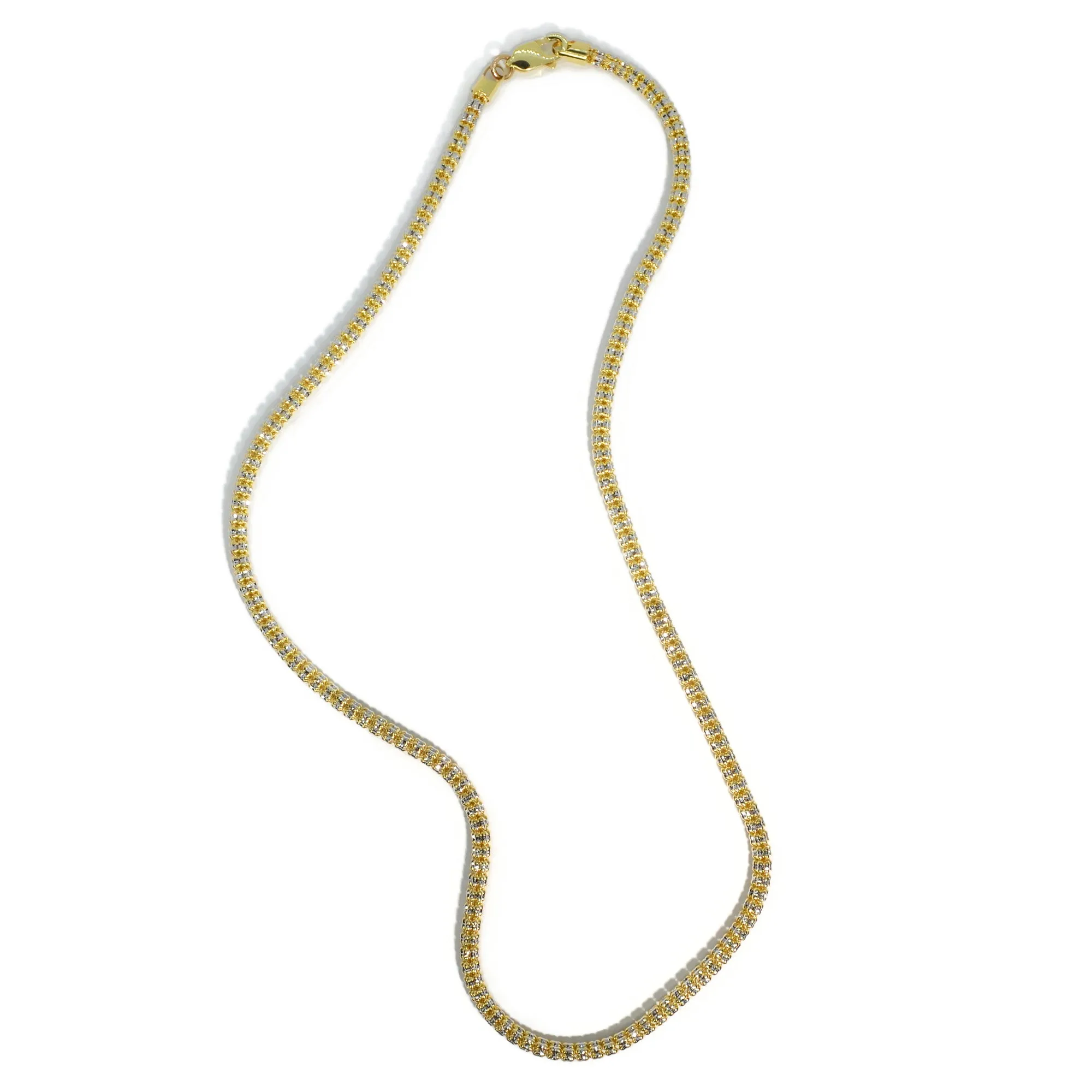 AFJ Gold Collection - Yellow and White Gold Necklace, 20" - 4 mm