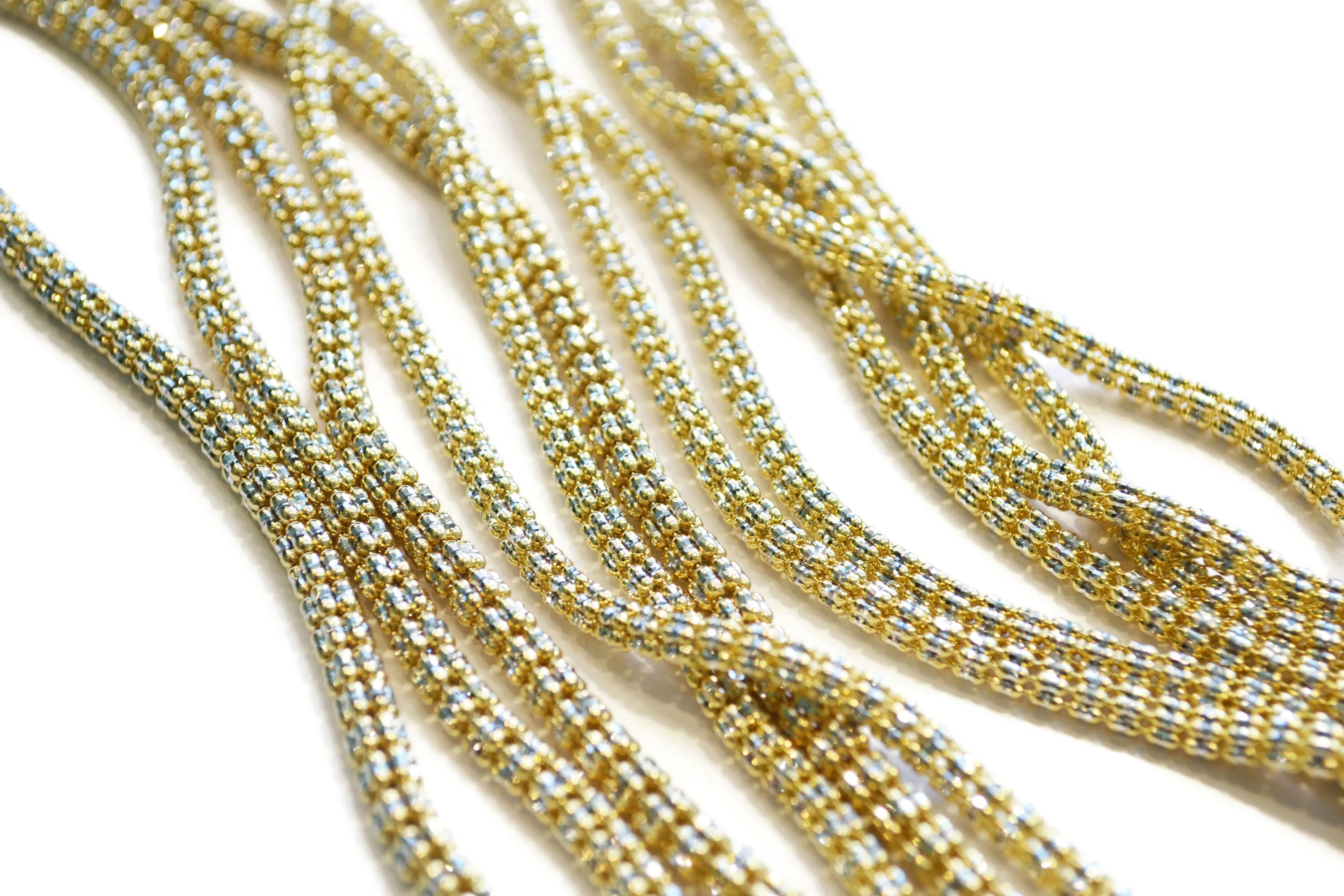 AFJ Gold Collection - Yellow and White Gold Necklace, 20" - 4 mm