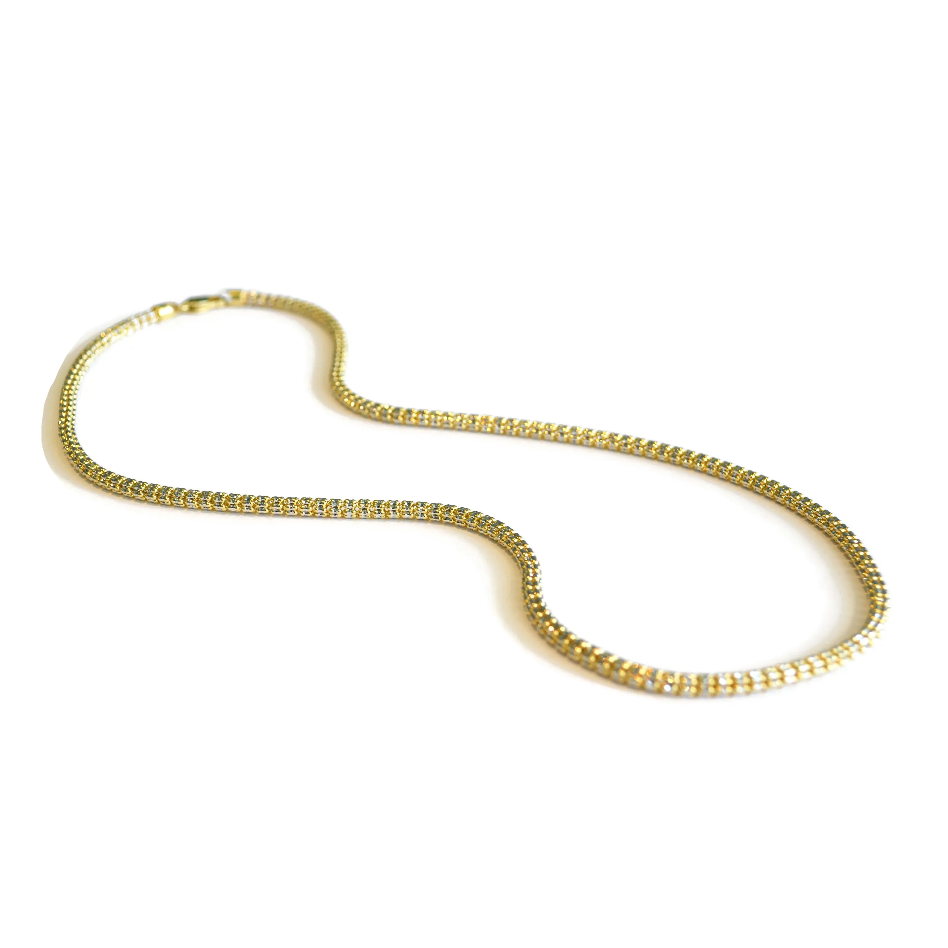 AFJ Gold Collection - Yellow and White Gold Necklace, 20" - 4 mm