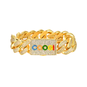 APORRO X COOGI 19mm White Gold Beating Cuban Bracelet