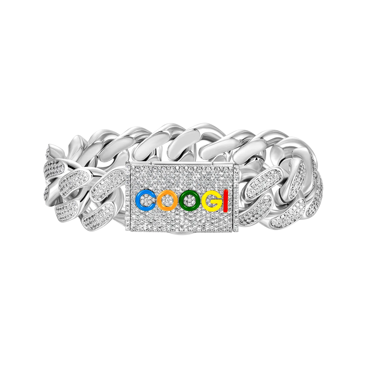 APORRO X COOGI 19mm White Gold Beating Cuban Bracelet