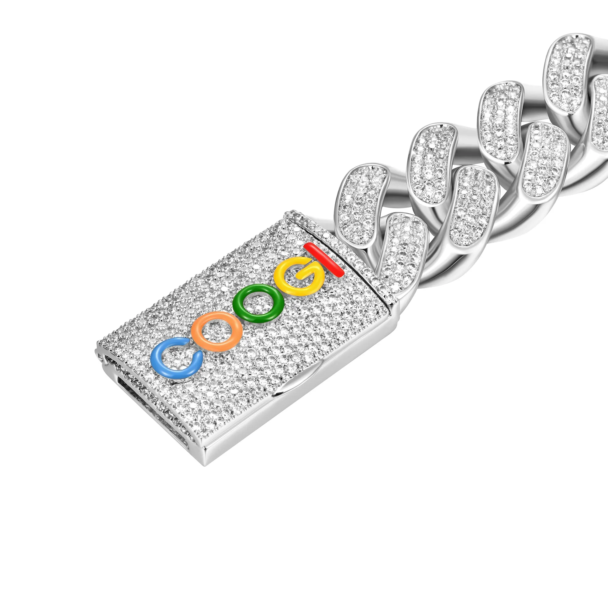 APORRO X COOGI 19mm White Gold Beating Cuban Bracelet