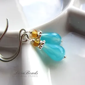 Aqua chalcedony and spessartine garnet