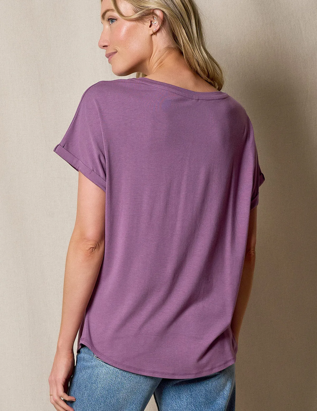 Bamboo / Organic Cotton V-Neck Dolman Top - Dusty Purple