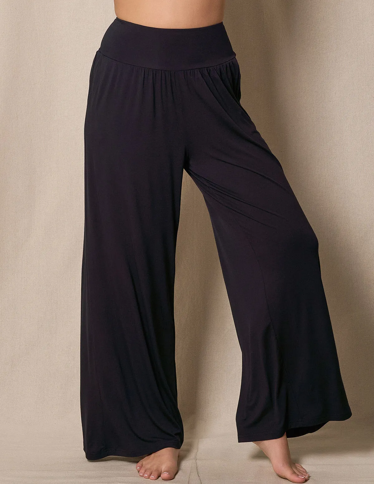 Bamboo Palazzo Lounge Pants - Black