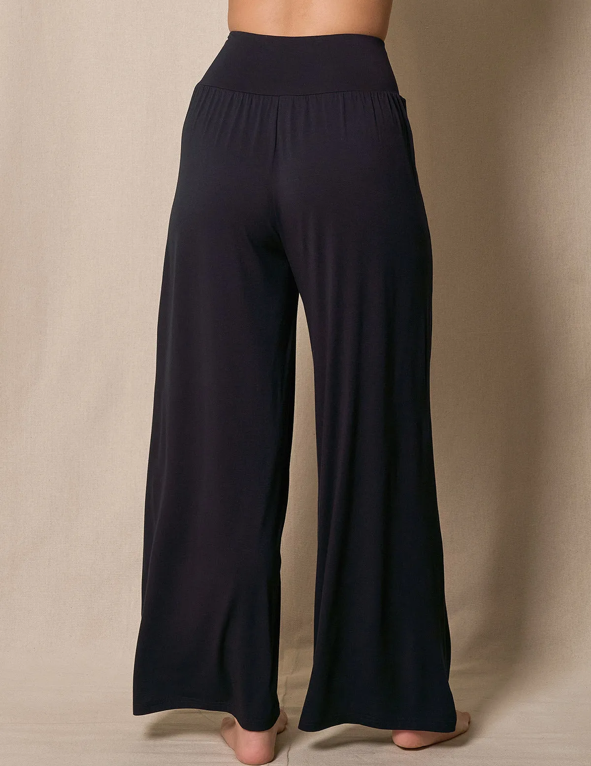 Bamboo Palazzo Lounge Pants - Black