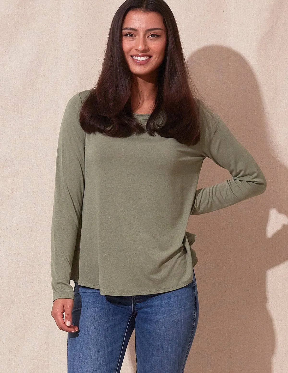 Bamboo Relaxed Long Sleeve Tee - As-Is-Clearance