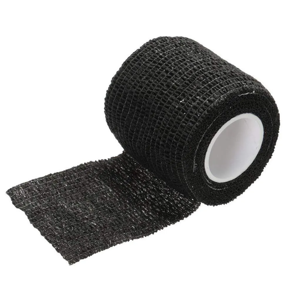 Black Disposable Cohesive Tattoo Grip Tape Wrap Elastic Bandage Rolls for Tattoo Machine Grip Tube Accessories