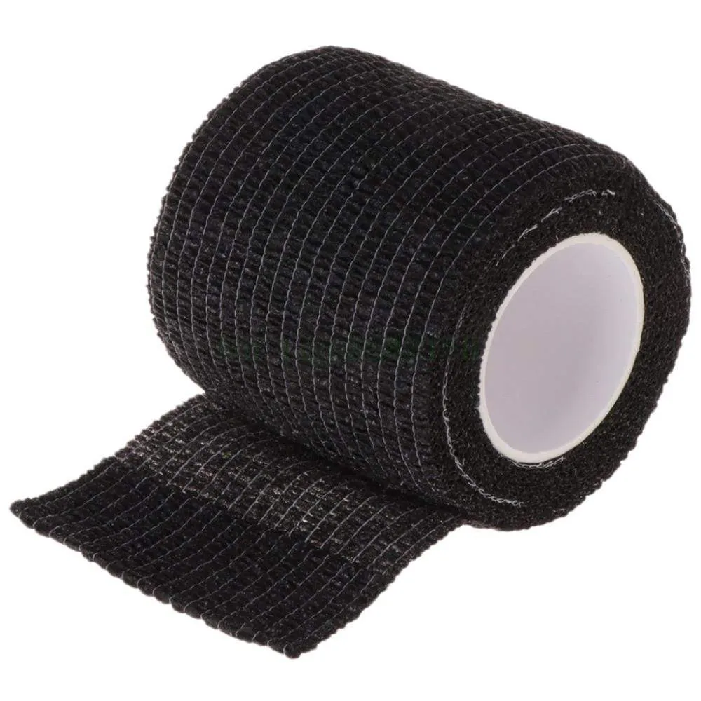 Black Disposable Cohesive Tattoo Grip Tape Wrap Elastic Bandage Rolls for Tattoo Machine Grip Tube Accessories