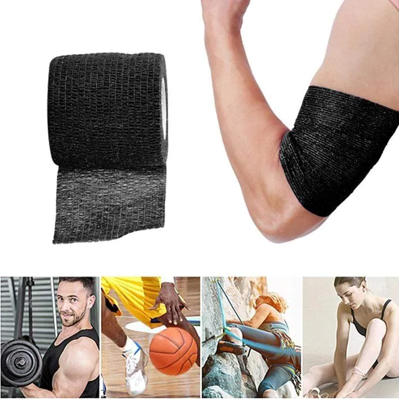 Black Disposable Cohesive Tattoo Grip Tape Wrap Elastic Bandage Rolls for Tattoo Machine Grip Tube Accessories