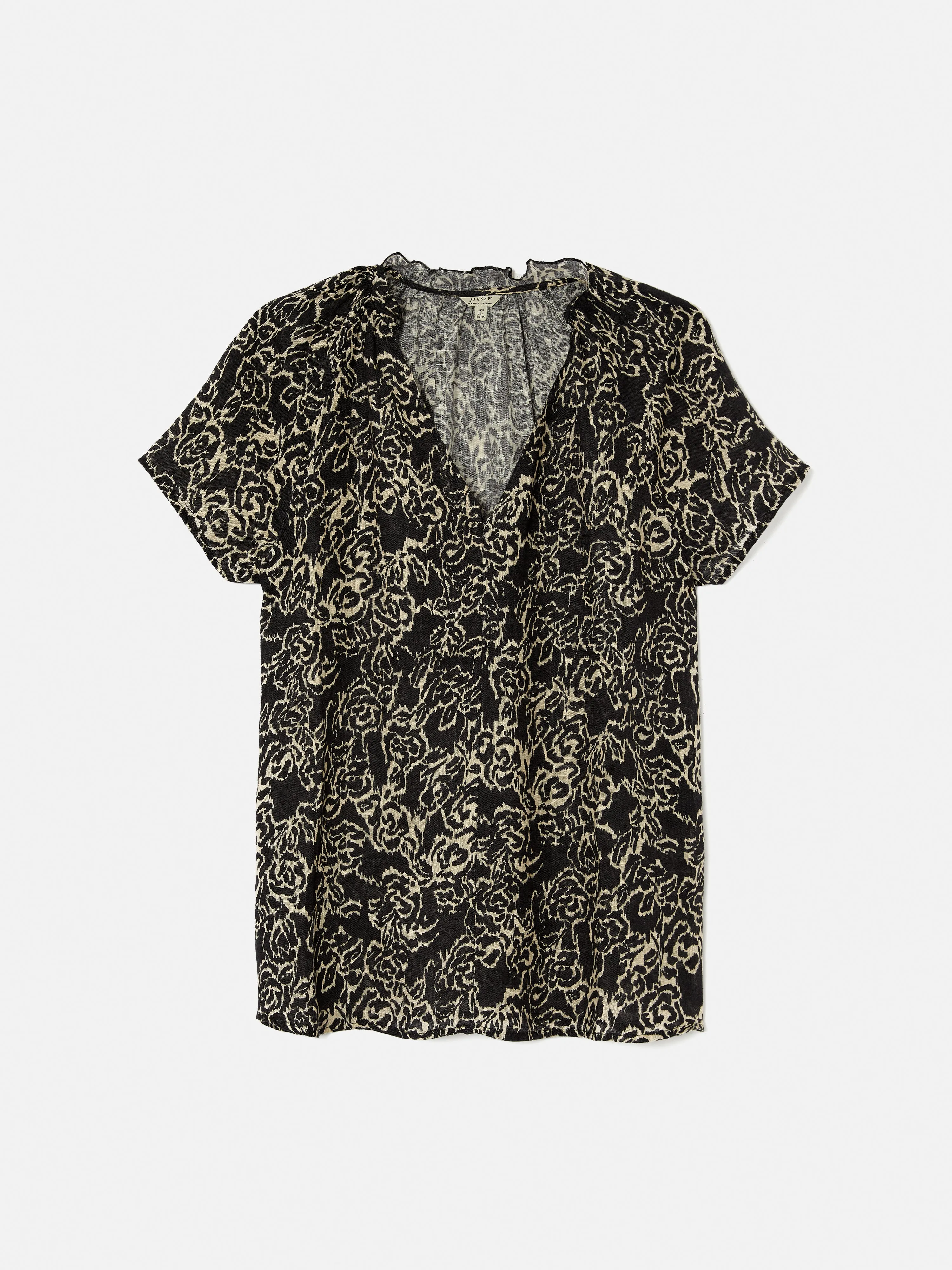 Brushed Rose Gauze Linen Top | Black