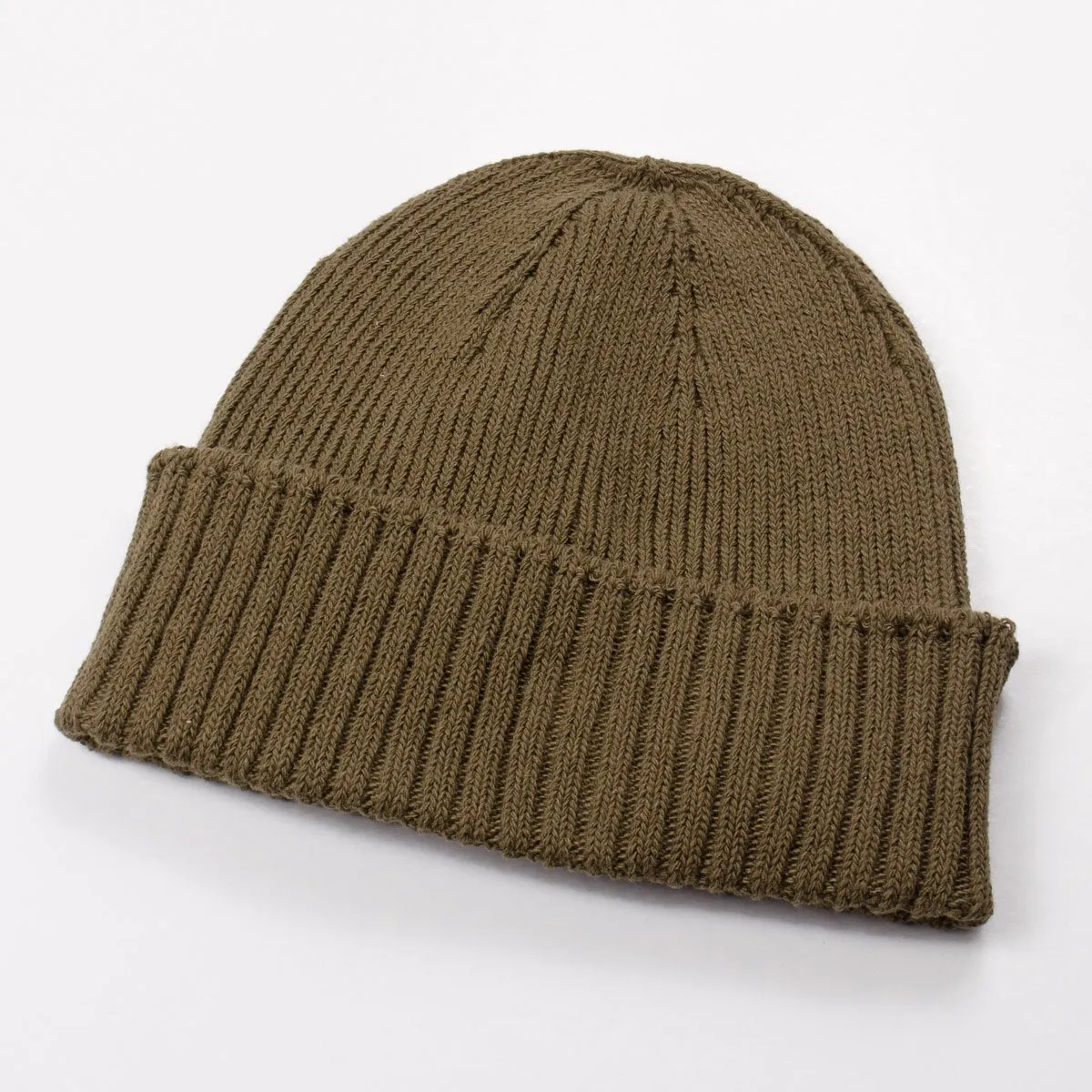 cableami - Recycled Cotton Rib Stitch Beanie - Olive