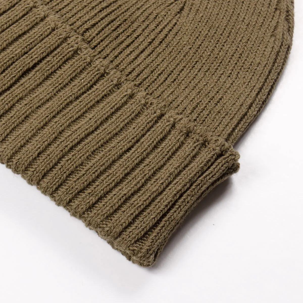 cableami - Recycled Cotton Rib Stitch Beanie - Olive