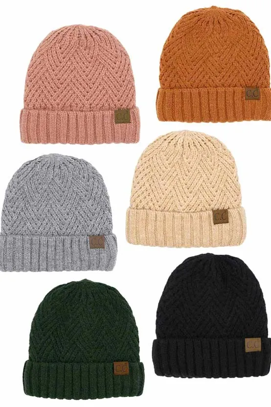 C.C Criss Cross Pattern Cuff Beanie Hats