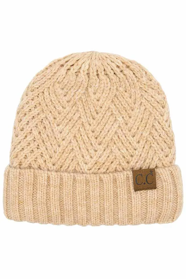 C.C Criss Cross Pattern Cuff Beanie Hats