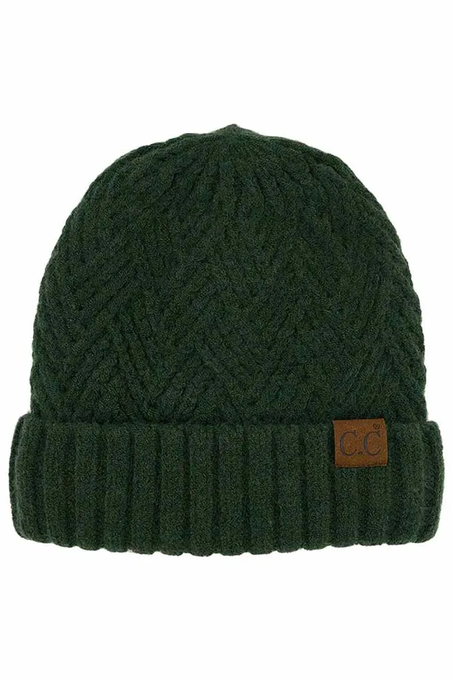 C.C Criss Cross Pattern Cuff Beanie Hats