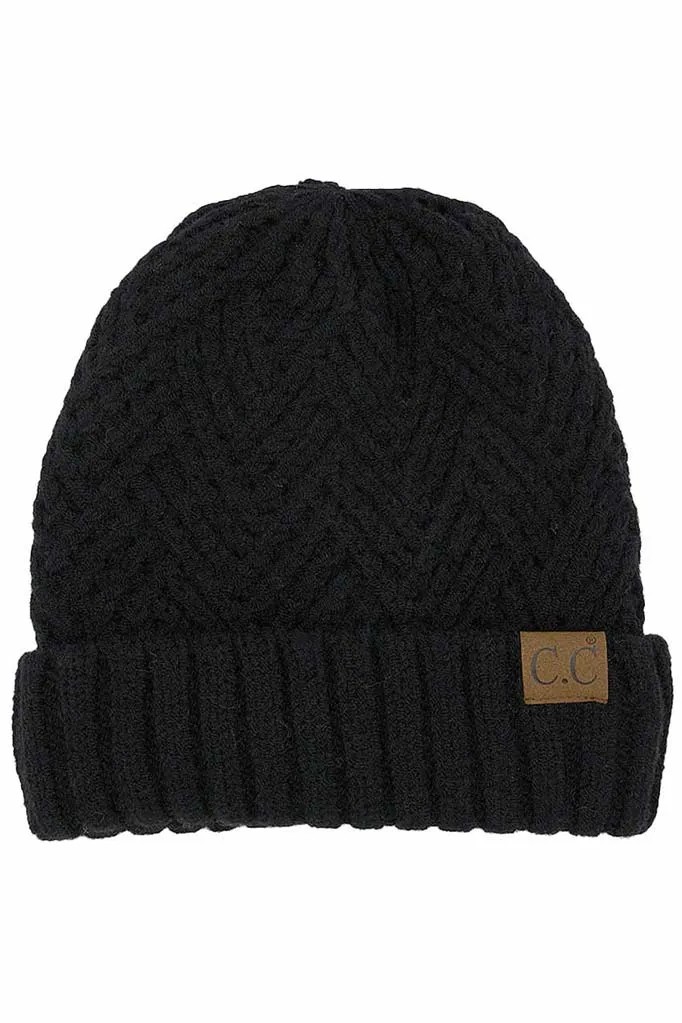 C.C Criss Cross Pattern Cuff Beanie Hats