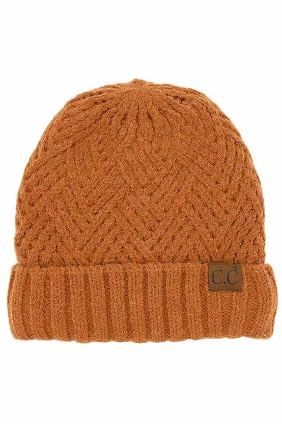 C.C Criss Cross Pattern Cuff Beanie Hats