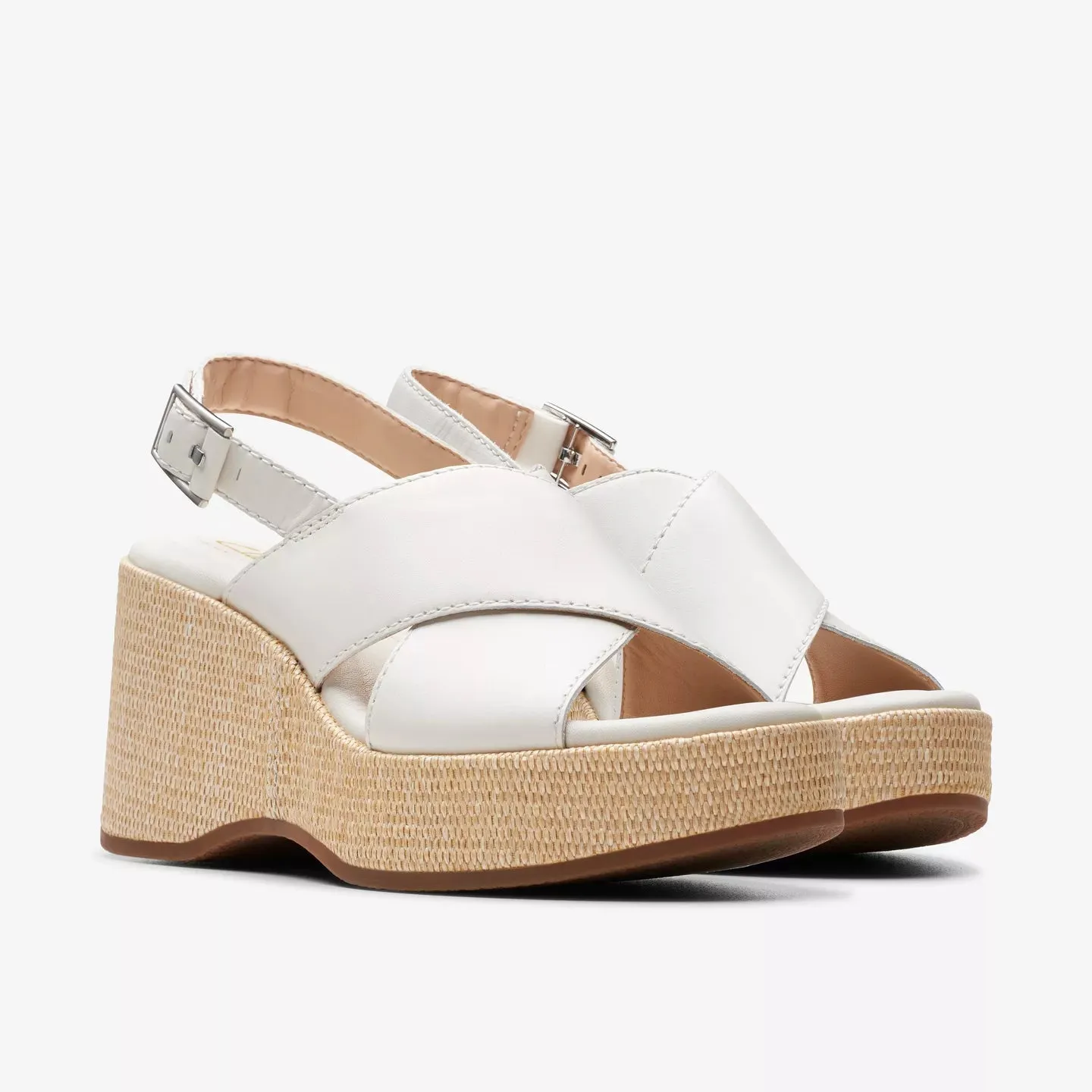 Clarks Manon Wish Off White Leather Wedge