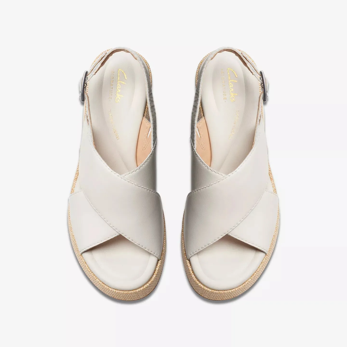 Clarks Manon Wish Off White Leather Wedge