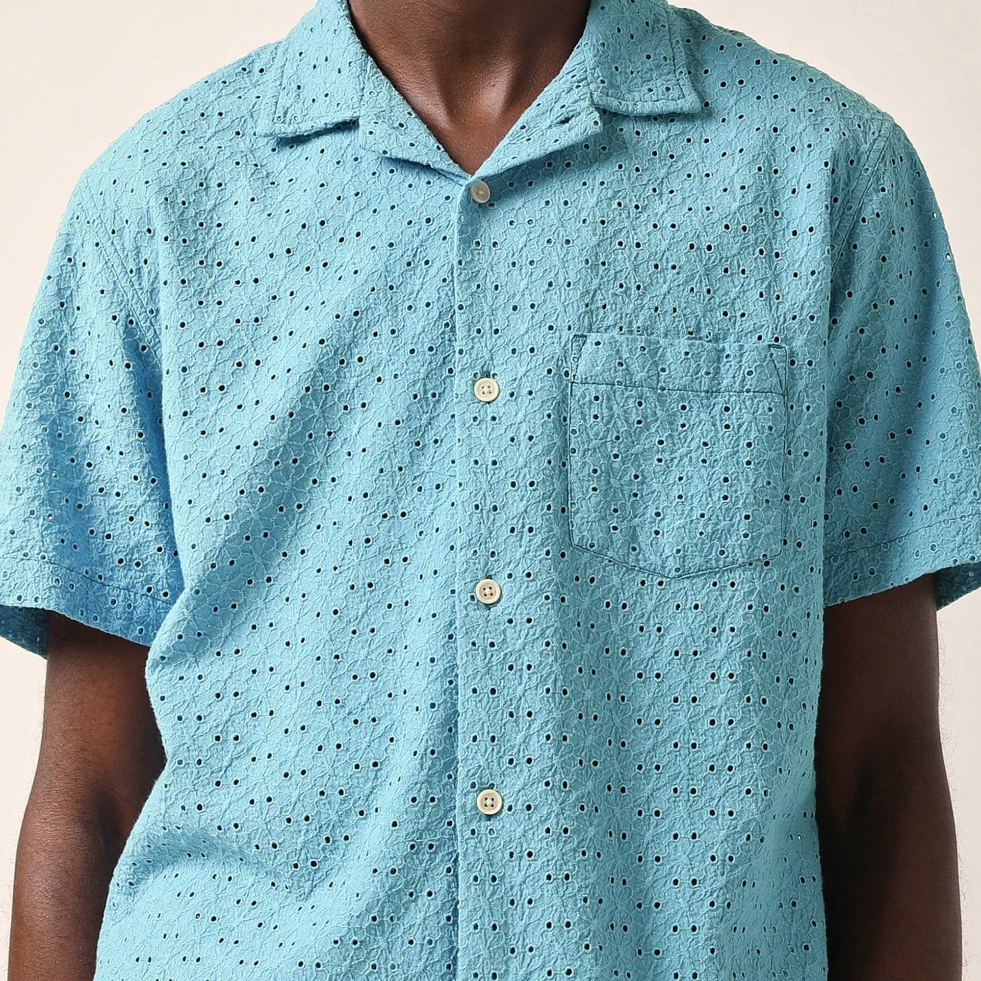 Corridor Mens Floral Eyelet SS Camp Shirt