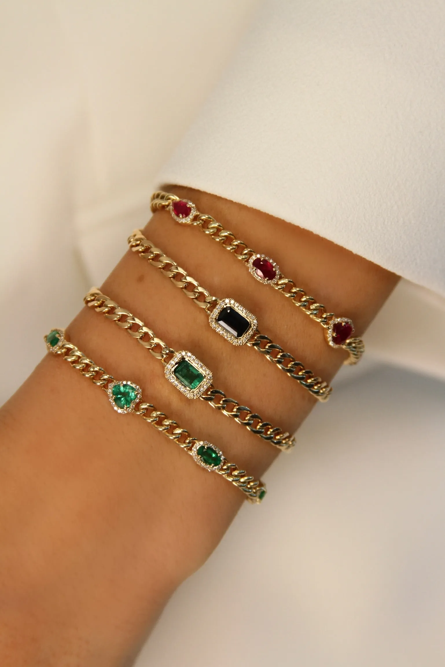 Cuban Bracelet with Center Gemstone