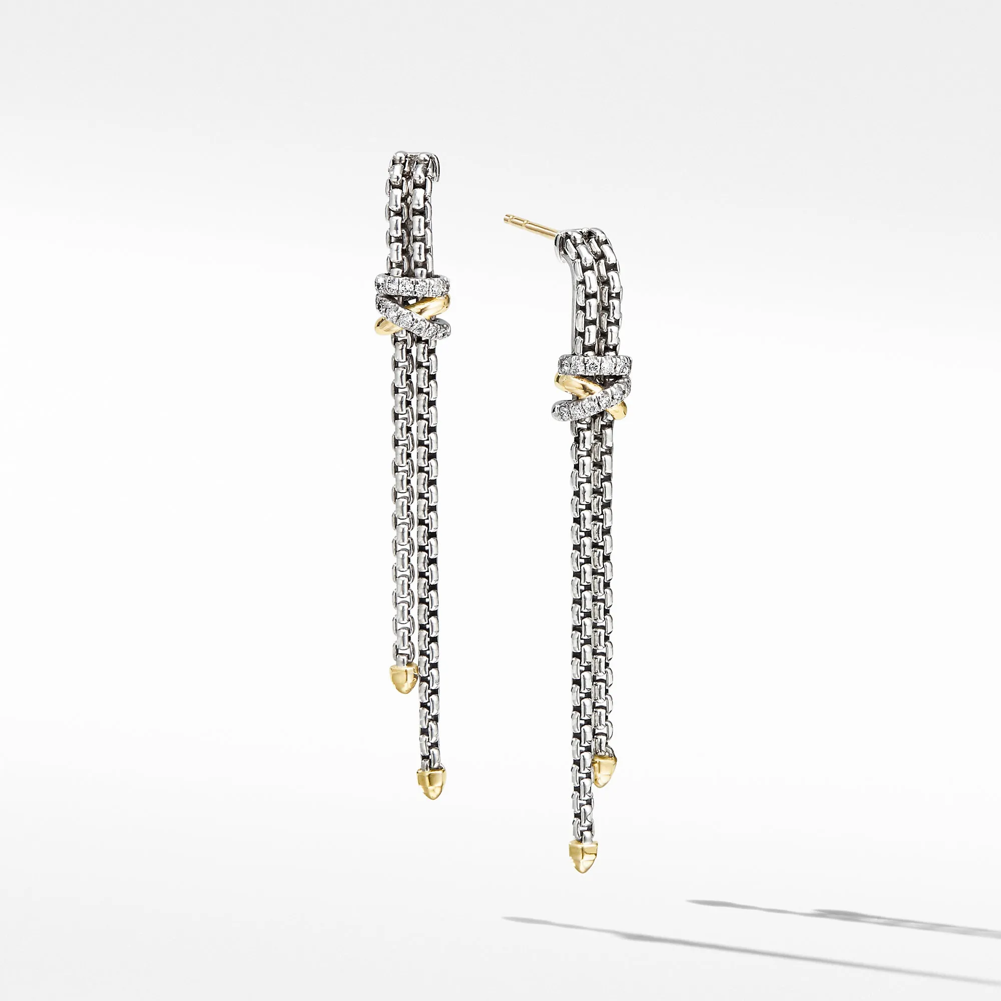 David Yurman Helena Chain Drop Earrings with 18K Yellow Gold and Diamonds