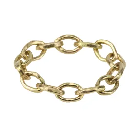 Diana 14 Karat Yellow Gold Handmade Flexible 18 Gauge Link Chain Ring