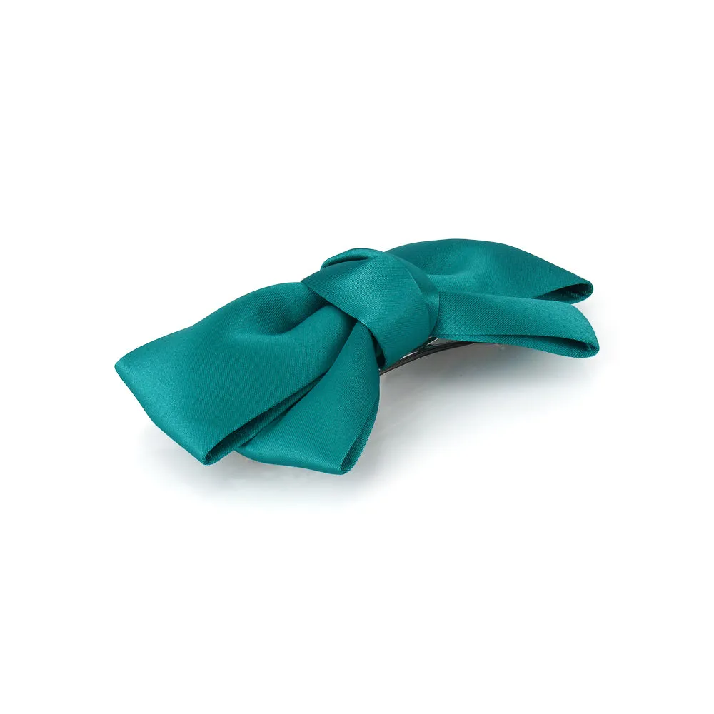 DOUBLE CLASSIC SATIN BOW BARRETTE